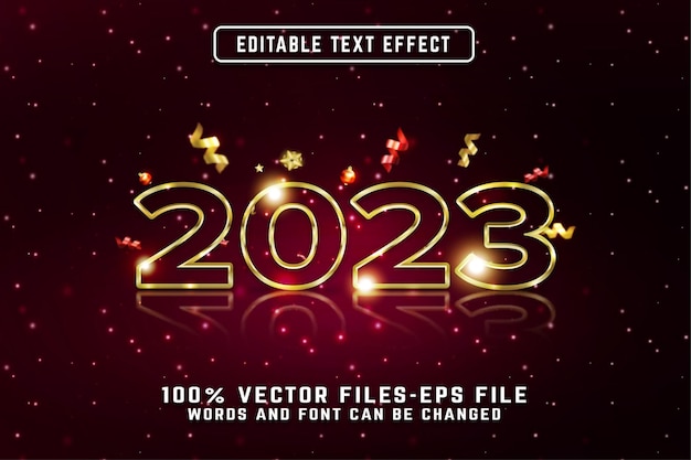 Новый год 3d текстовый эффект Премиум векторы