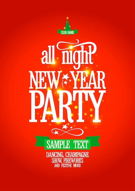 New year all night party poster .