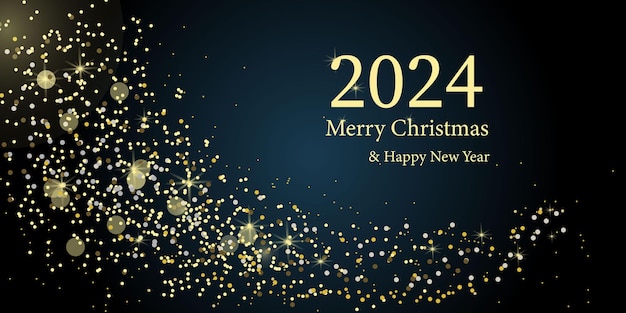ベクトル 輝く金色の輝くアイコンを持つ新年とクリスマスの背景 2024年のクリスマスの背景