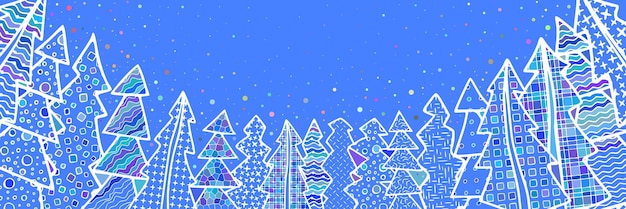 New Year background banner stylized forest