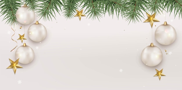 New Year background holidays banner with Christmas tree branches