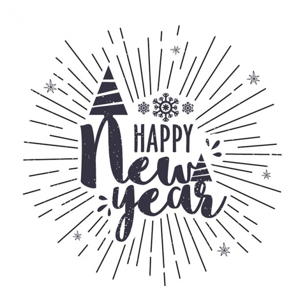 Vector new year background with lines in vintage style