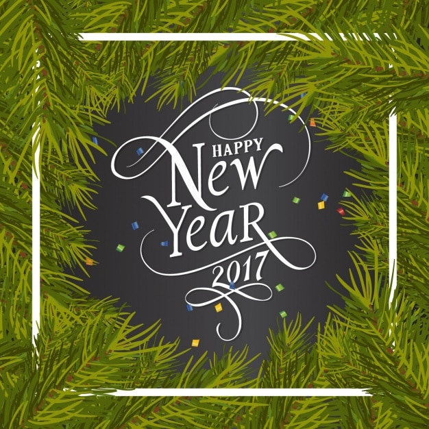 New year background with pine frame