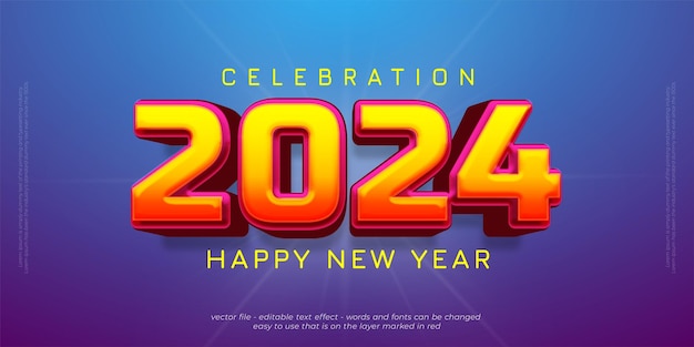 New year banner holiday celebration with 2024 editable numbers with 3d style