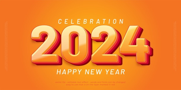 New year banner holiday celebration with 2024 editable numbers with bold style