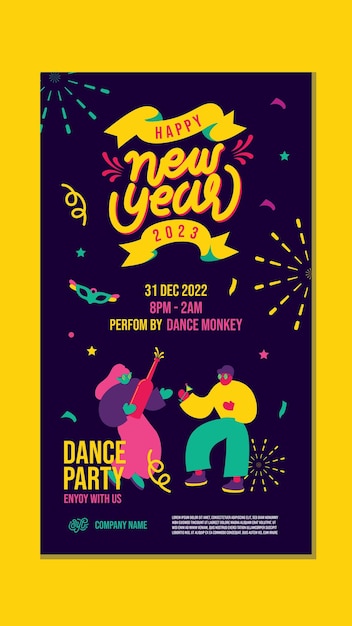 New year banner portrait party invitation dance