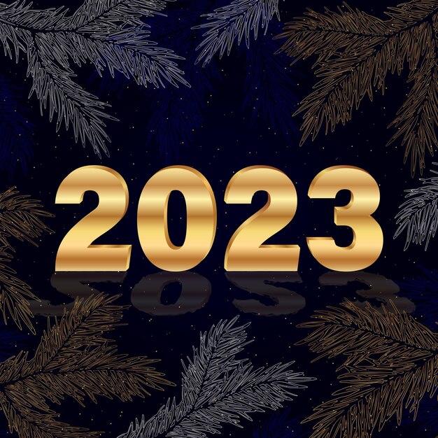 Vector new year banner with gold numbers 2023