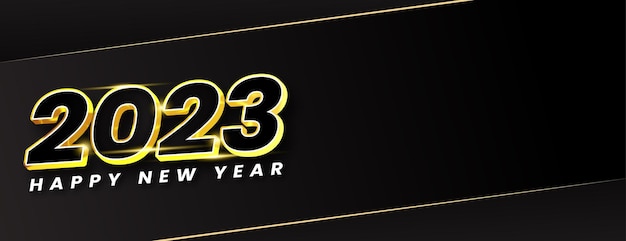 Вектор Новогодний баннер с золотыми номерами 2023 на темном фоне