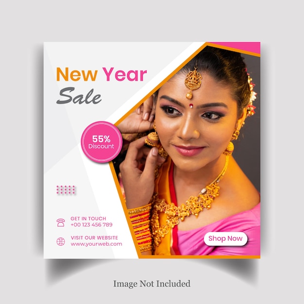 New year and beauty jewelry social media or instagram post web
banner premium vector