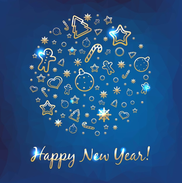 Vector new year blue poligonal backdground, vector illustration