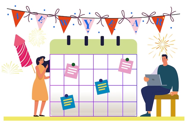 new year calendar concept illustration stylish and beautiful