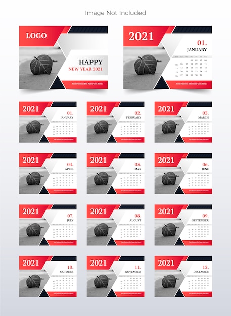 Vector new year calendar design 2021. abstract and colorful theme