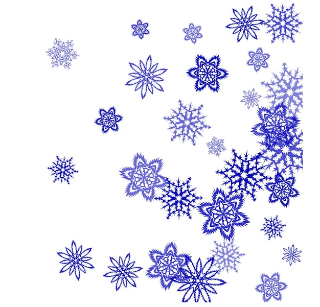 New Year card border pattern template with simple snowflake elements isolated