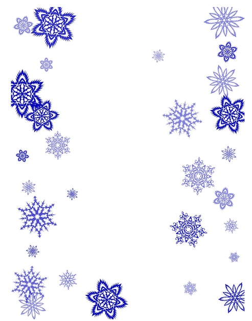 New Year card border pattern template with simple snowflake elements isolated