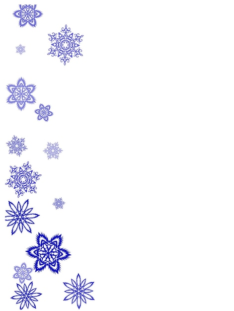 Vector new year card border pattern template with simple snowflake elements isolated