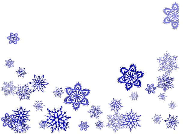 New Year card border pattern template with simple snowflake elements isolated