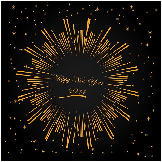 New year card celebrating with lightfull fireworks to greet new year on the black background