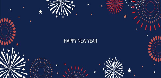 Vector new year card collection with firework,frame,star.vector illustration for poster,postcard,banner,cover