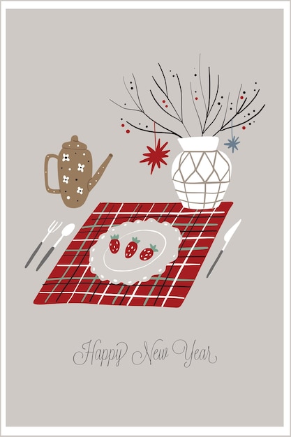 Vector new year card postcard home love party winter