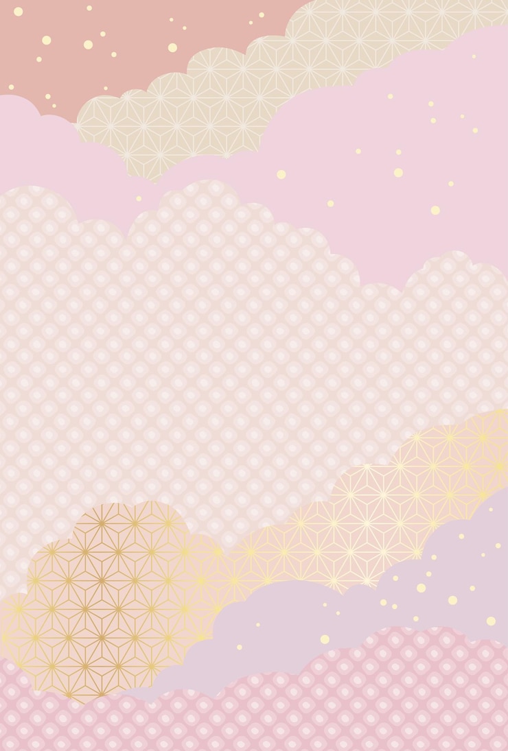 Vector new year card vector template with text space decorated with japanese vintage patterns.