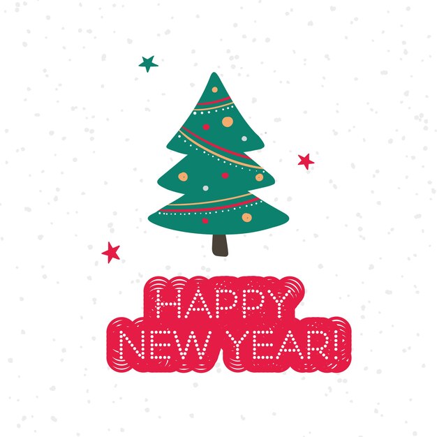 Vector new year card with christmas tree