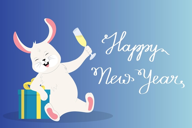 New year card with rabbit