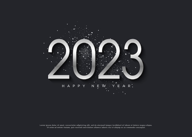 검은 배경에 2023년 새해 축하.