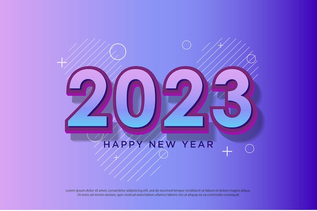 New year celebration 2023 on striped pattern background.