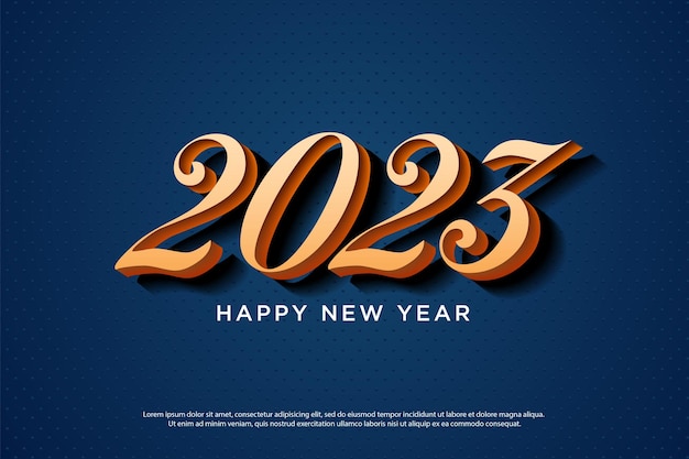 Vector new year celebration 2023 with classic 3d numbers.