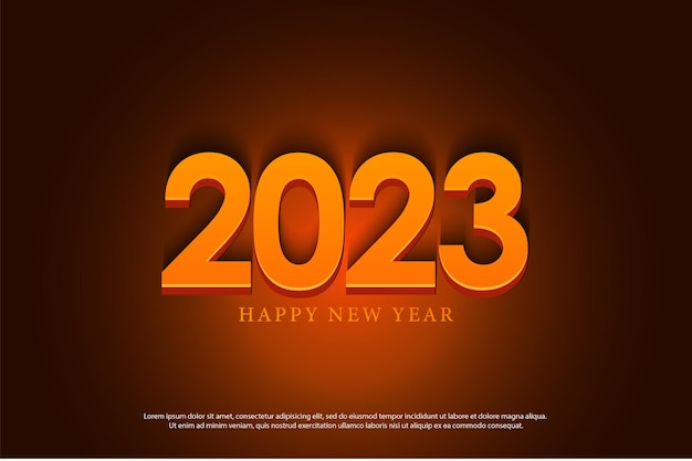 new year celebration 2023 with orange light effect.