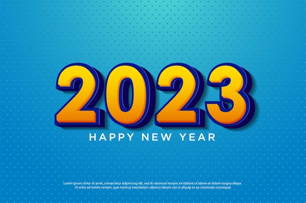 New year celebration 2023 with smooth realistic 3d numbers.