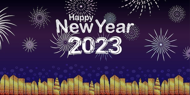 new year celebration event gold city and fireworks background