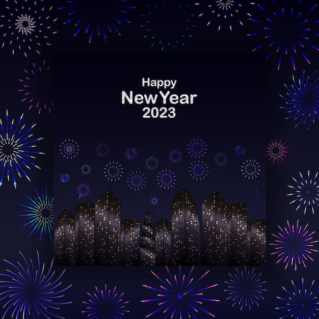 new year celebration event with night city background for social media