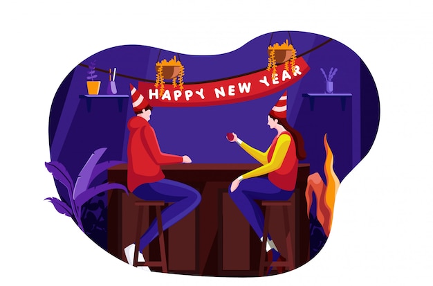 Vector new year celebration flat illustration