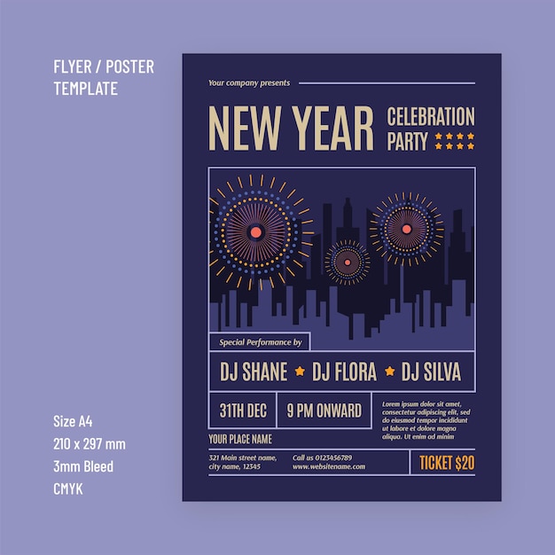 New Year Celebration Flyer Design Template