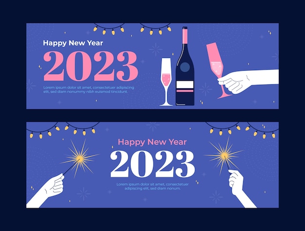 New year celebration horizontal banner template
