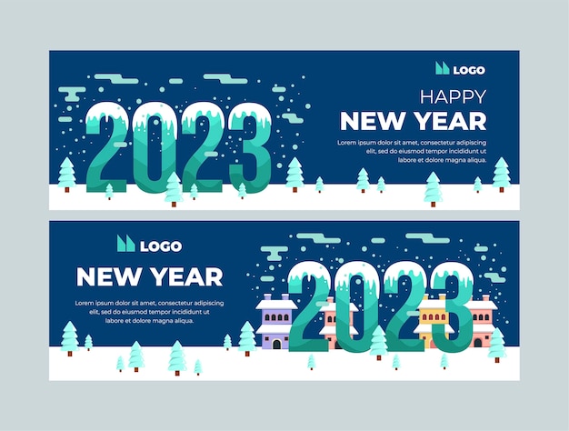 New year celebration horizontal banner template