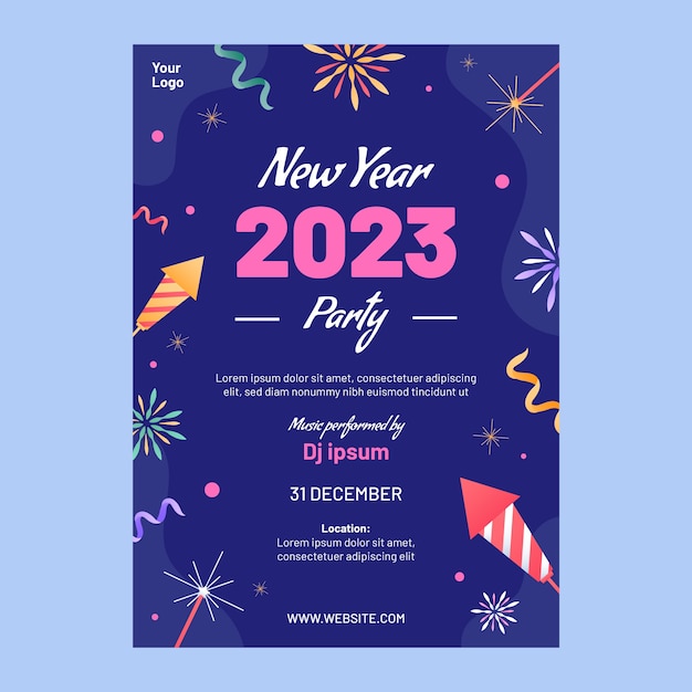 New year celebration vertical poster template