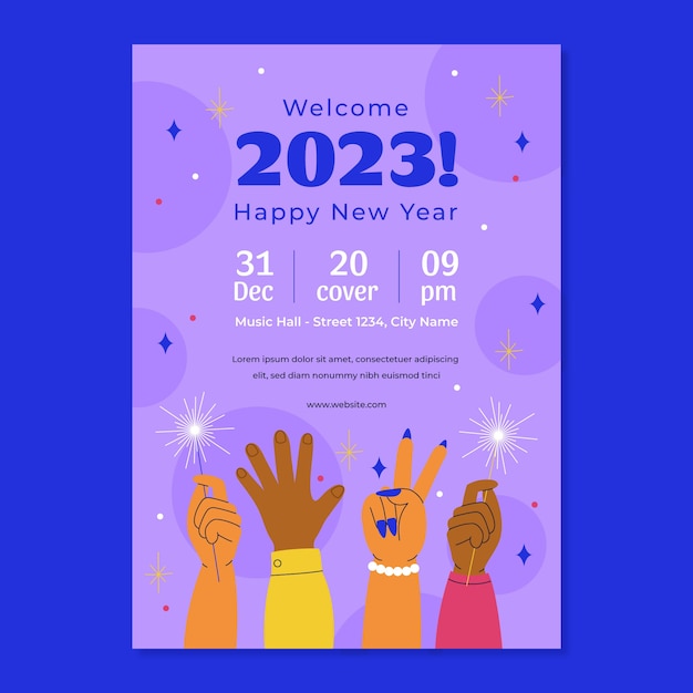 New year celebration vertical poster template