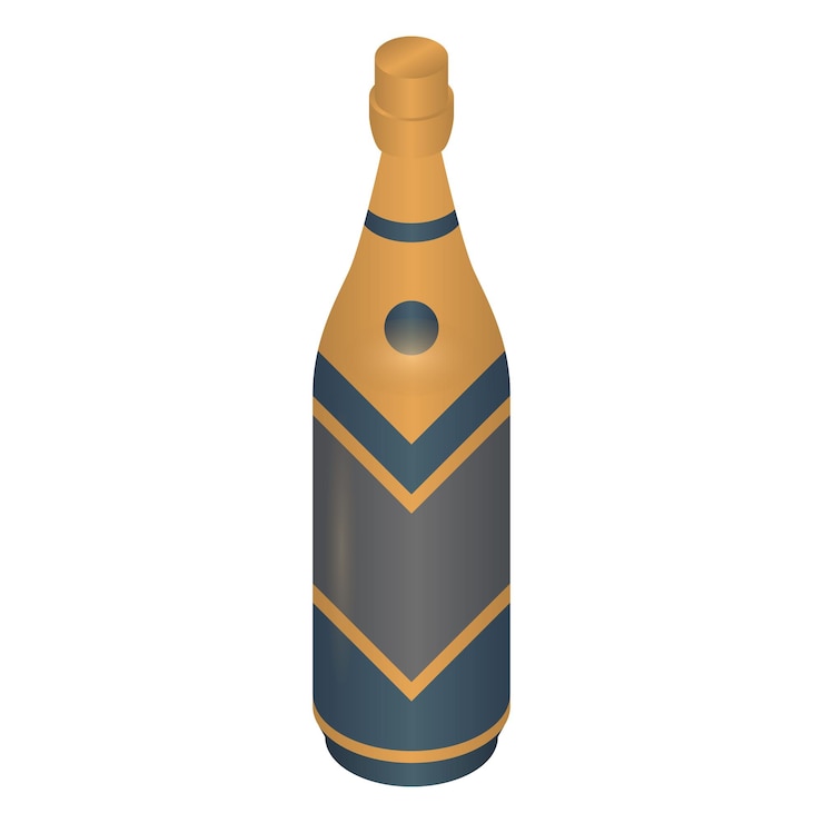 Vector new year champagne bottle icon isometric of new year champagne bottle vector icon for web design isolated on white background