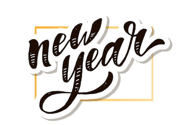 Vettore pennello di calligrafia lettering natale di capodanno