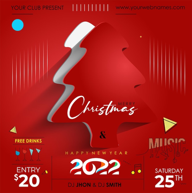 New Year Christmas Music Party Event Web Banner for 2022