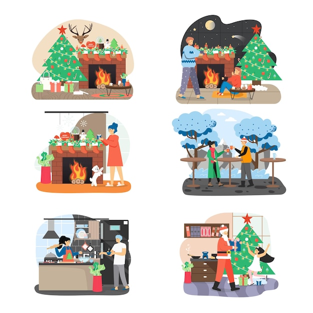 New year and christmas scene set