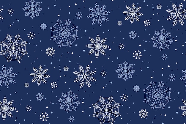 New year christmas seamless pattern with snowflakes falling snow boundless repeat background vector