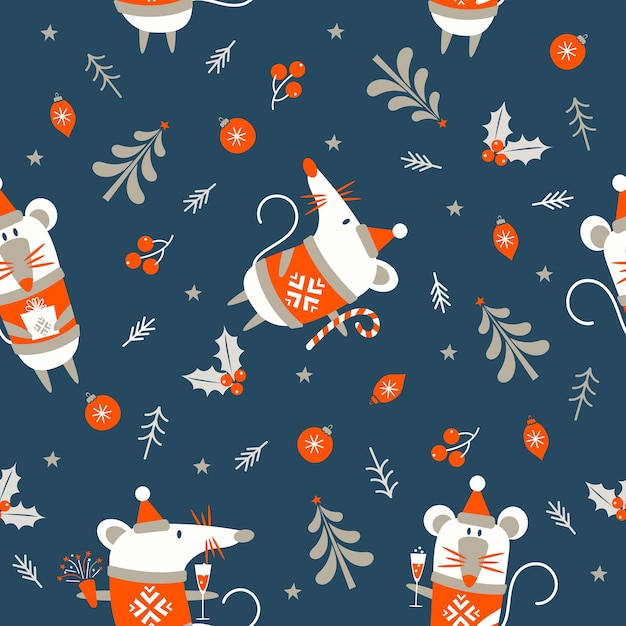 New year and christmas seamless pattern.