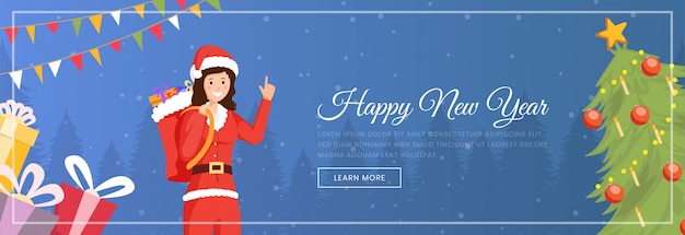 New year and christmas theme banner template