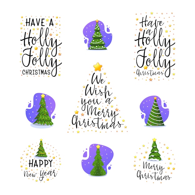 New year and christmas tree slogans.