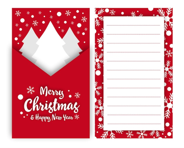 Vector new year christmas winter red invitation card ith christmas trees