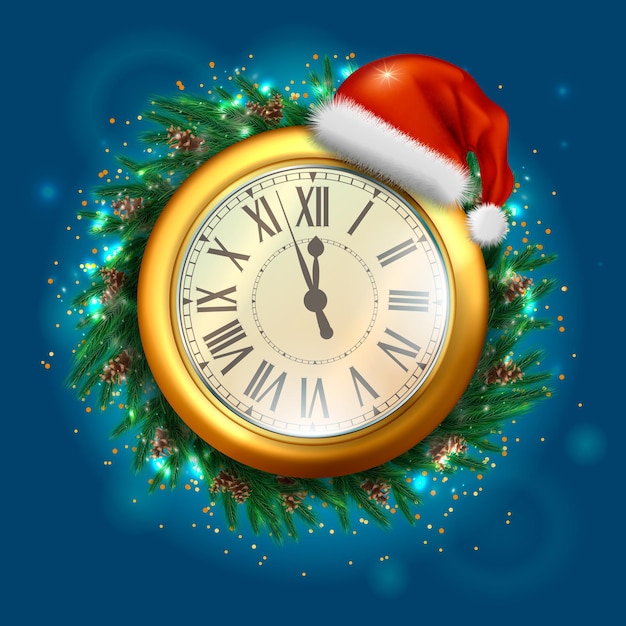 New year clock. happy and merry christmas