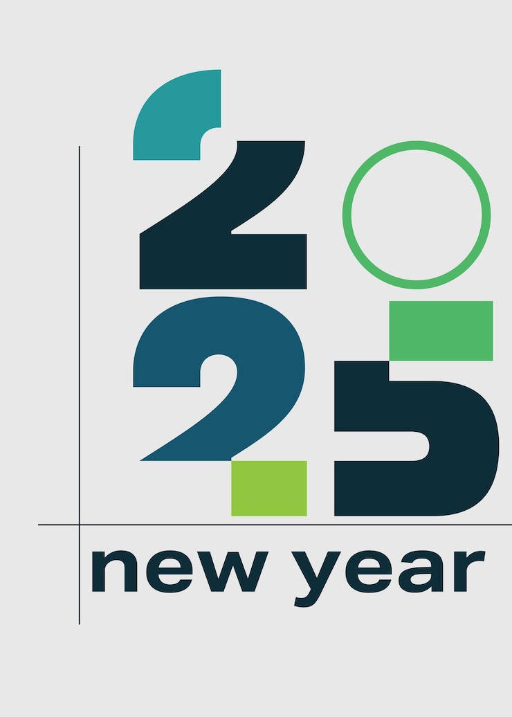 Vector new year collage of numbers 2025 vector illustration sketch for creativity